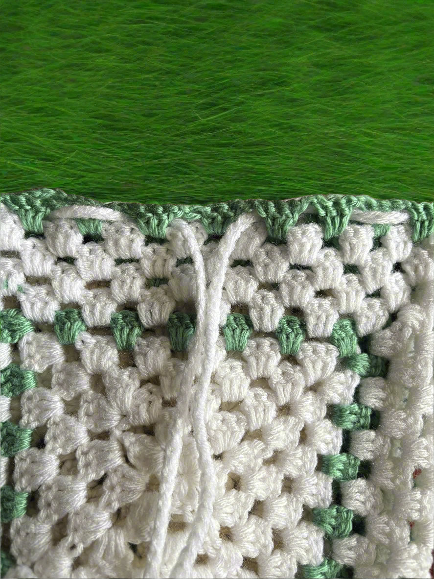 Handmade Drawstring Crochet Knapsack