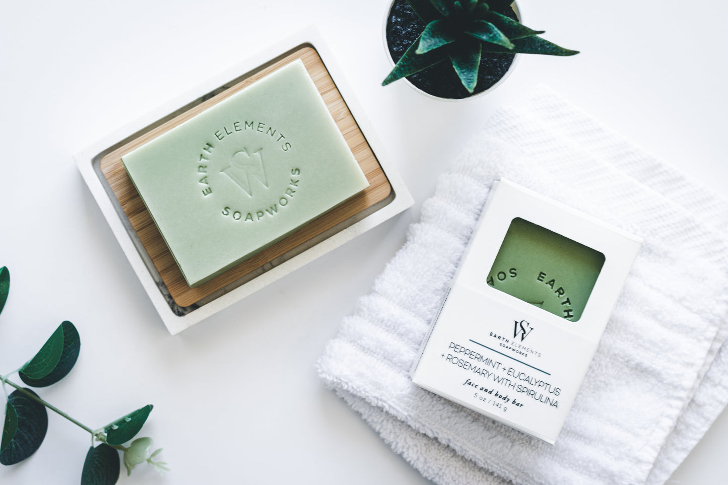 PEPPERMINT + EUCALYPTUS + ROSEMARY WITH SPIRULINA SOAP