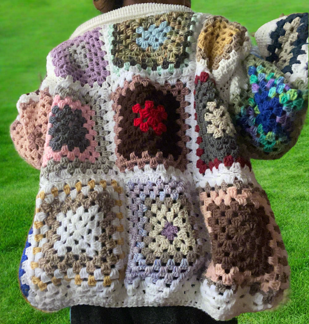 Handmade Patchwork Bell-Sleeve Sweater