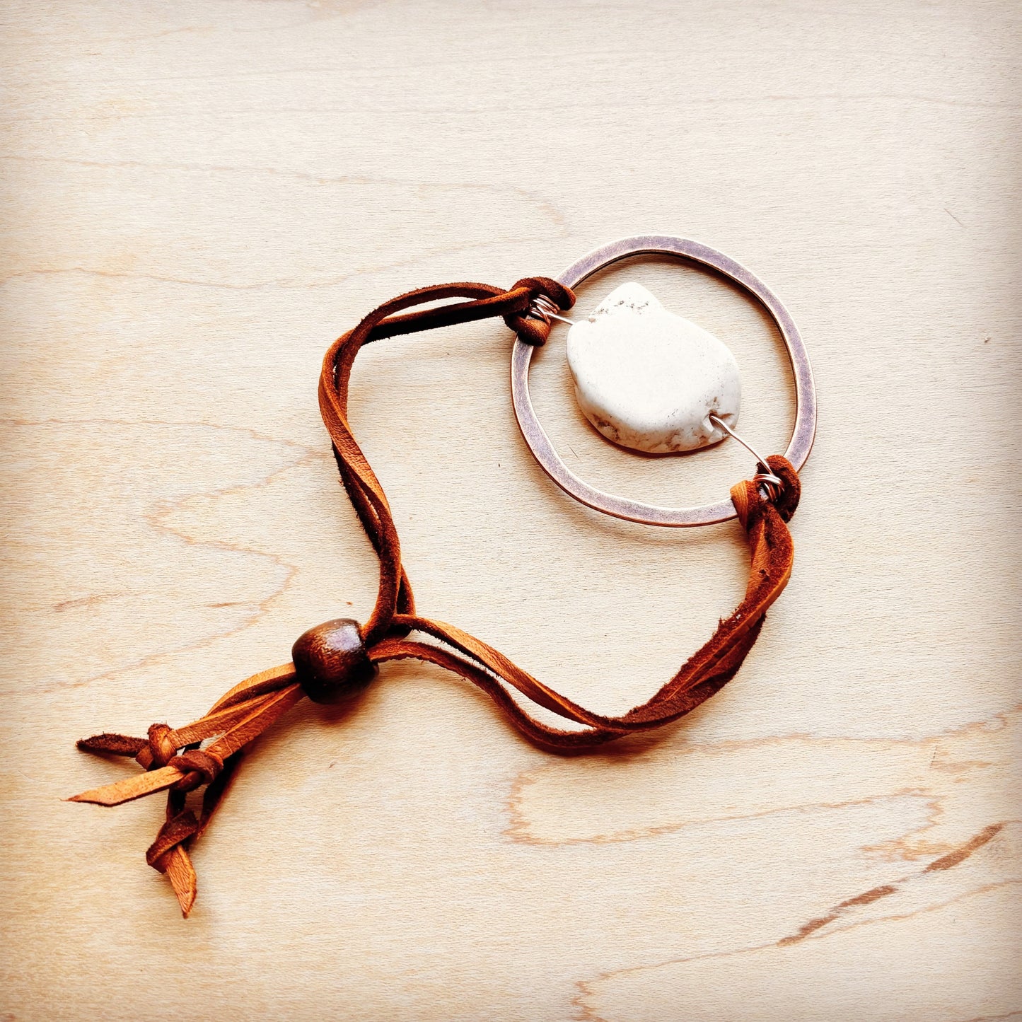 White Turquoise Bracelet w/ Adjustable Ties