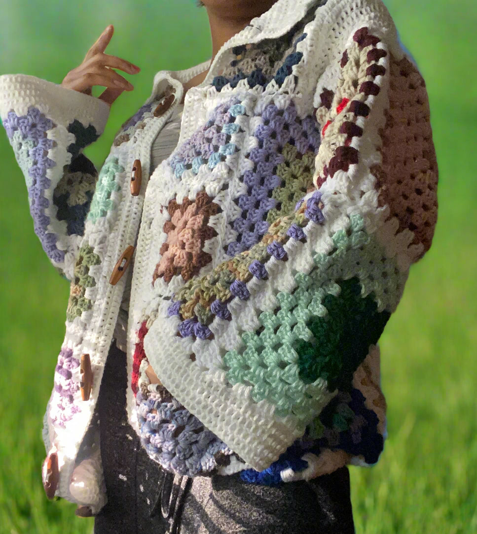 Handmade Patchwork Bell-Sleeve Sweater