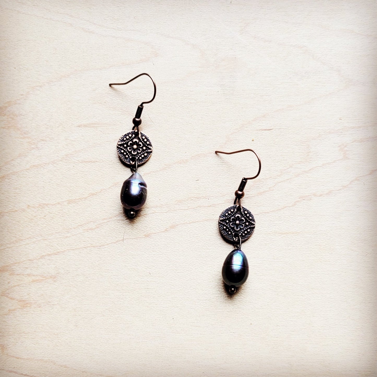 Genuine Freshwater Gray Pearl Earrings