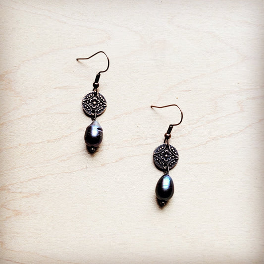 Genuine Freshwater Gray Pearl Earrings