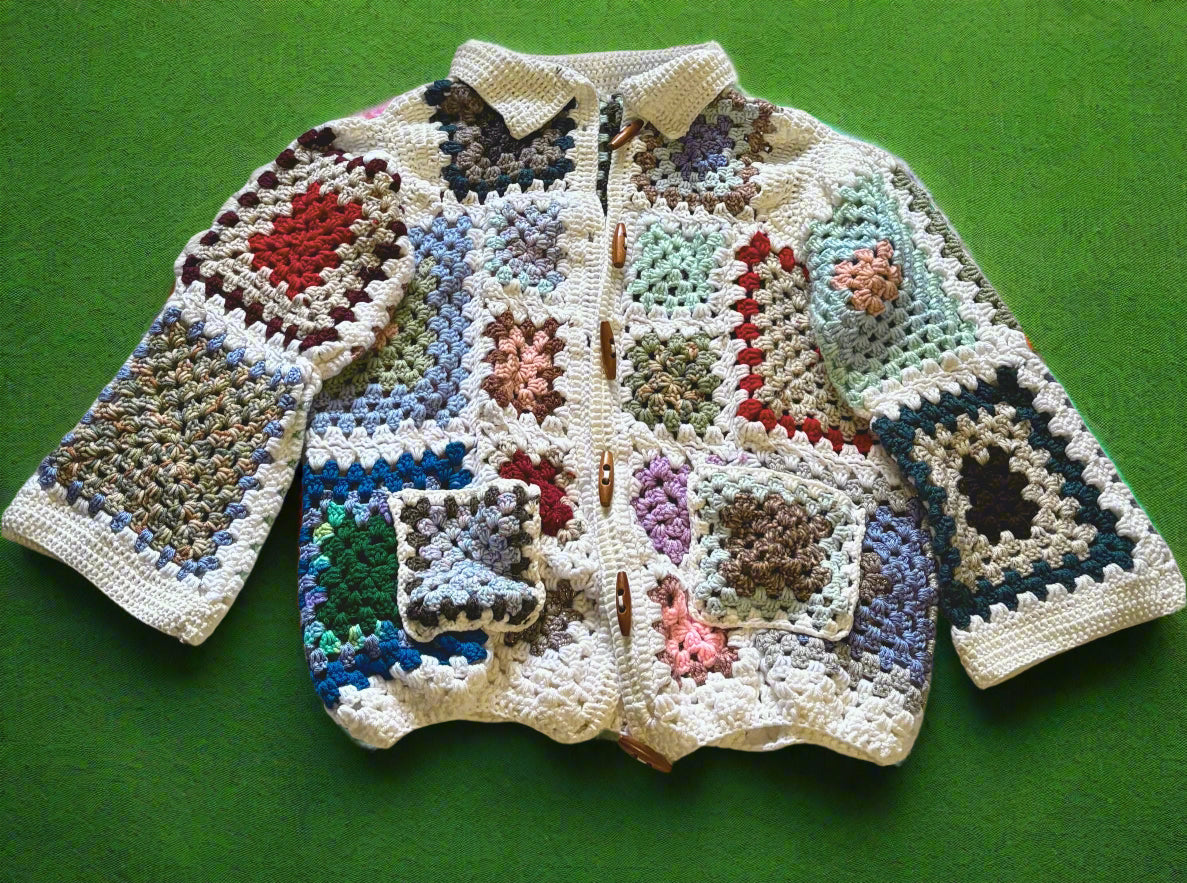 Handmade Patchwork Bell-Sleeve Sweater