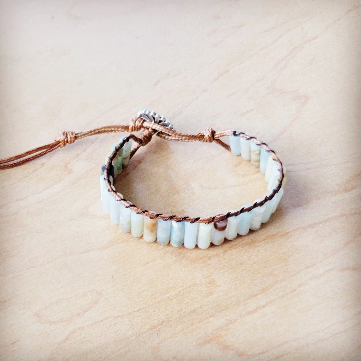 Woven Amazonite Stacked Stone Beaded Bracelet