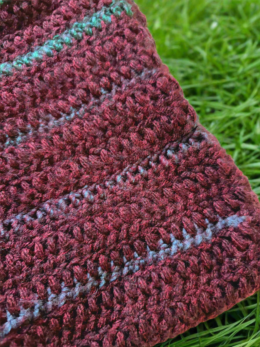 Burgundy Buttoned Crochet Tote Bag