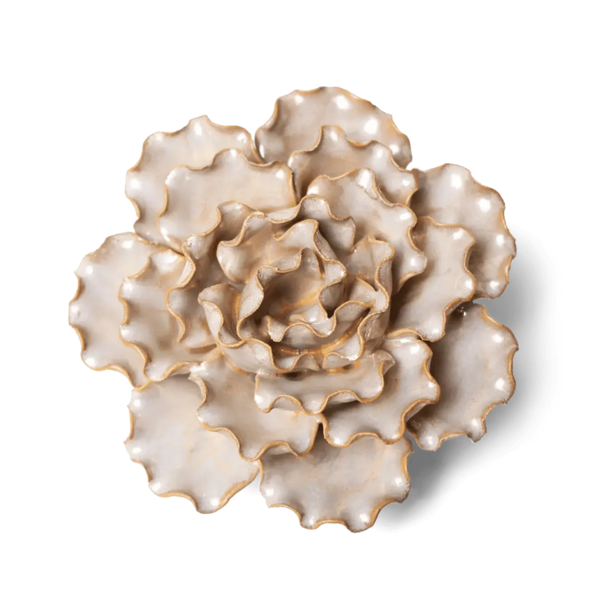 Decorative ceramic flower wall art on a white background
