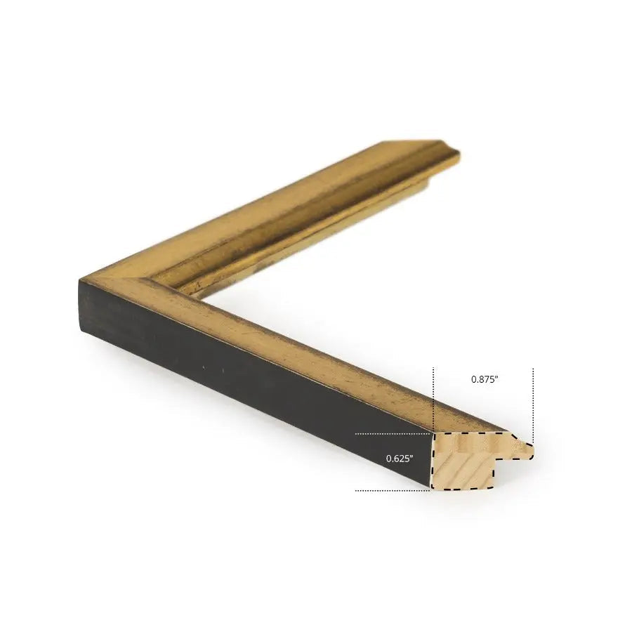 Wooden molding with measurements on a white background