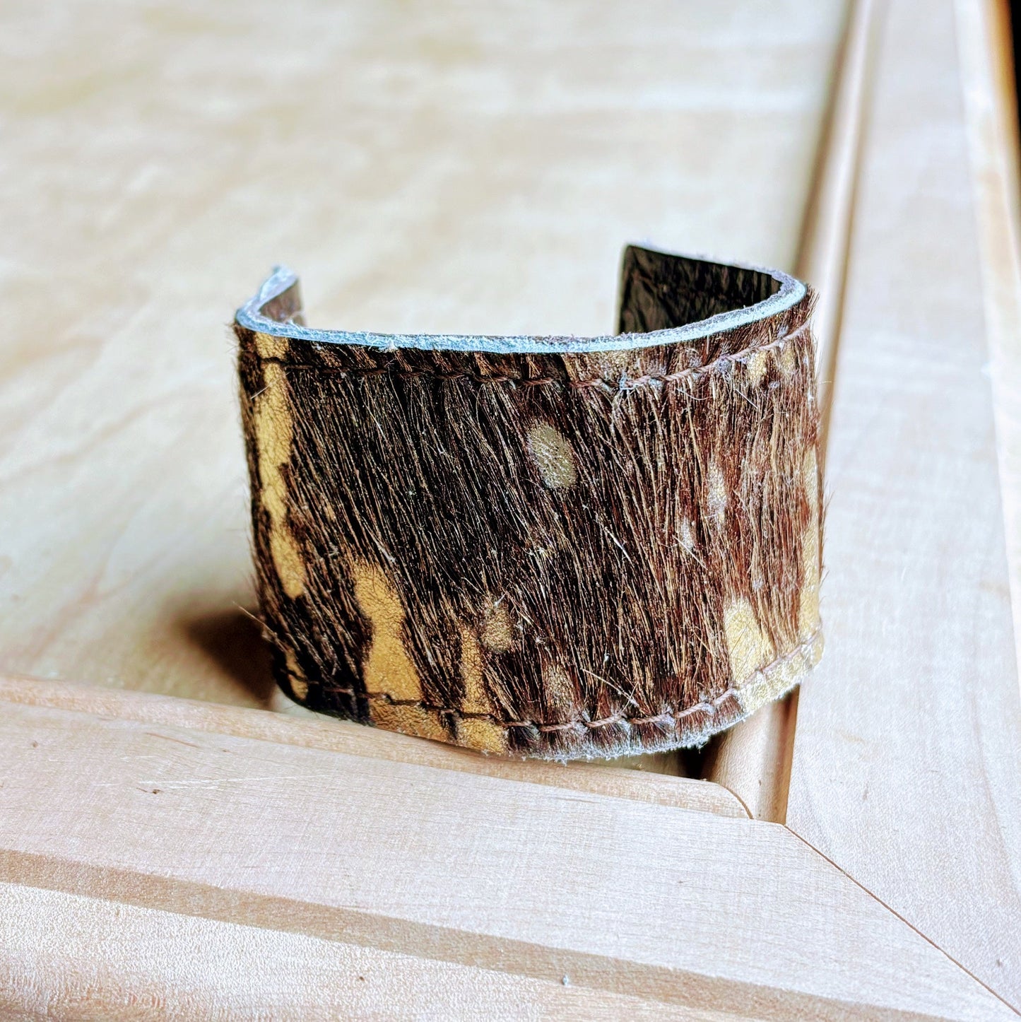 Wide Leather Cuff w/ Adjustable Tie-Dark Metallic