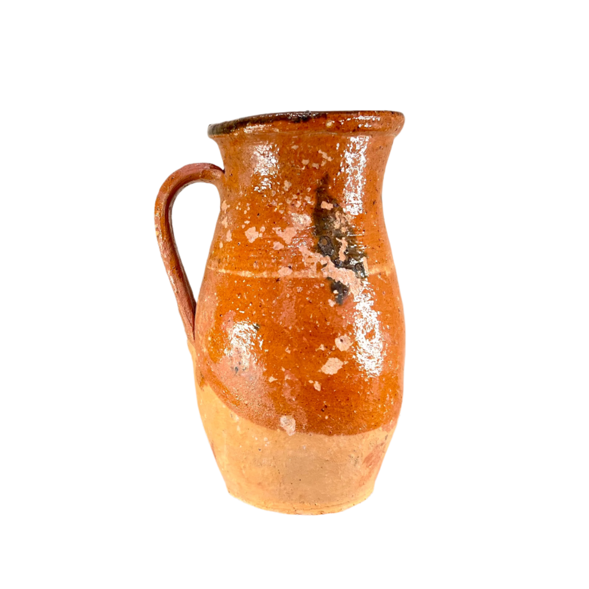 Terracotta pitcher on a white background