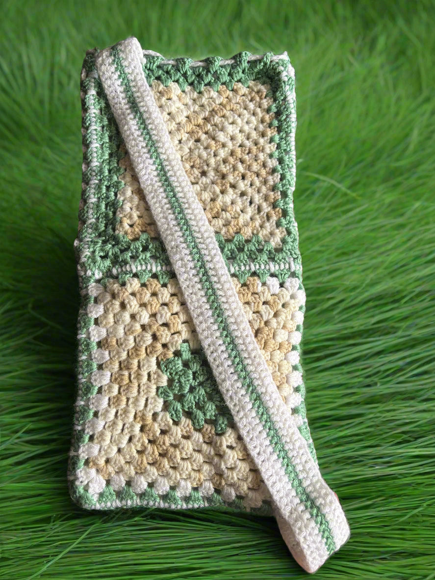 Handmade Drawstring Crochet Knapsack