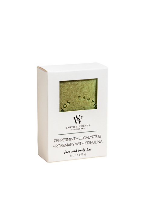 Earth Elements Soapworks - PEPPERMINT + EUCALYPTUS + ROSEMARY WITH SPIRULINA SOAP