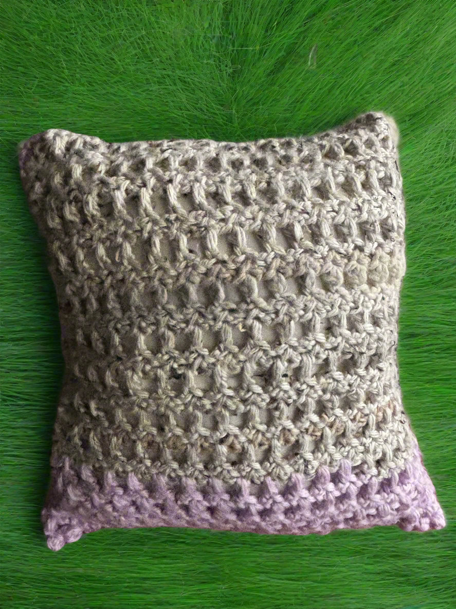 Handmade Crochet Pillow Case With Pillow