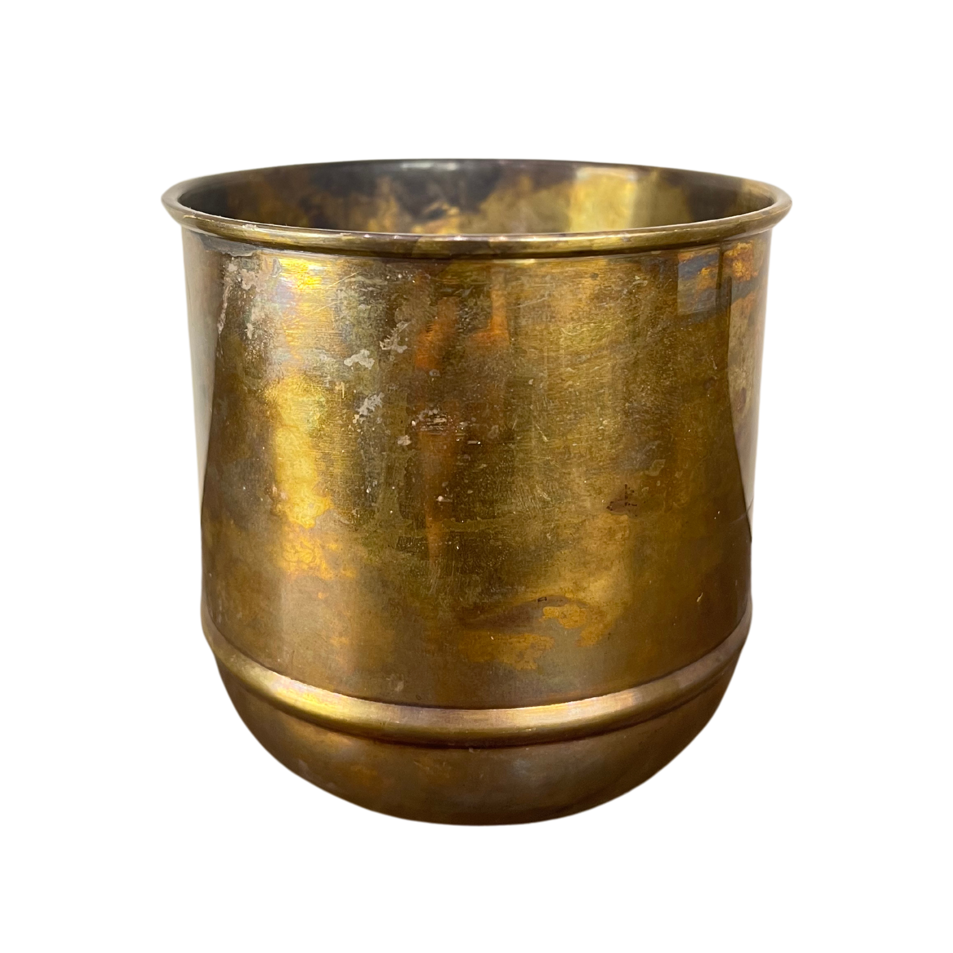 Brass planter on a white background