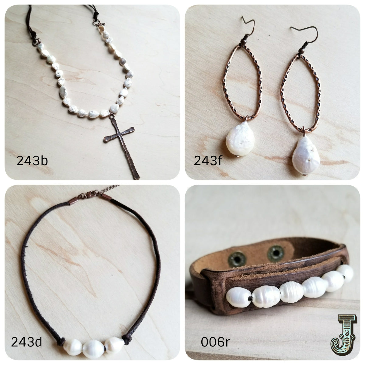 Triple Freshwater Pearl Brown Leather Choker Necklace