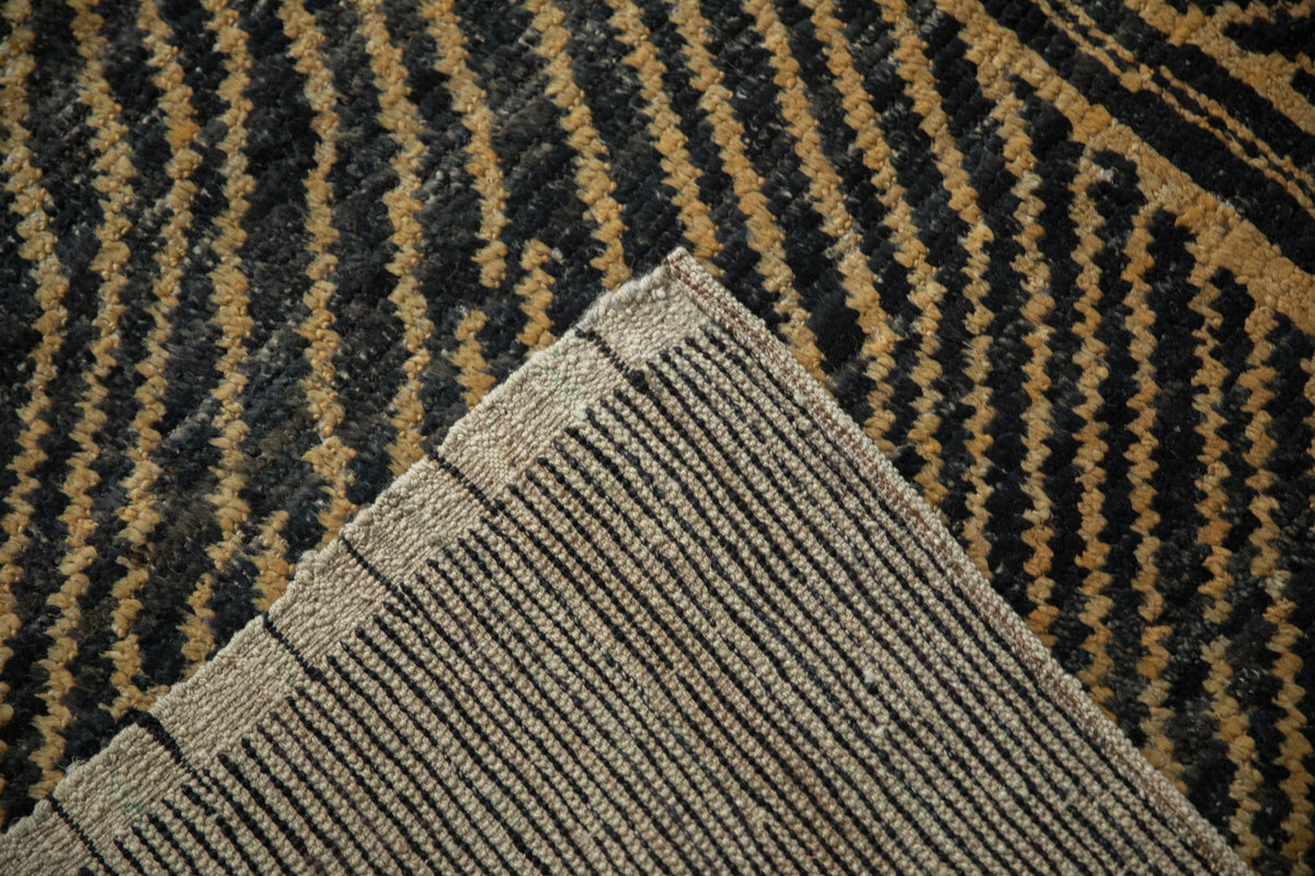 Close-up of textured carpet with a patterned background